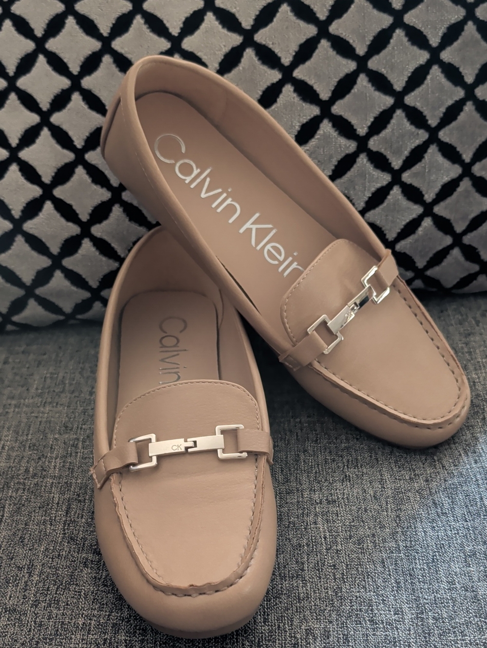 Calvin Klein Blush Tan Loafers with Gold Hardware